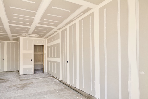 Construction building industry new home construction interior drywall tape and finish details